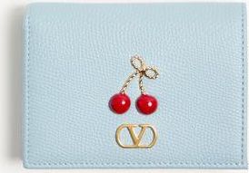 Valentino Garavani Portafoglio Cherryfic In Vitello Granato Donna BLU PORCELLANA UNI