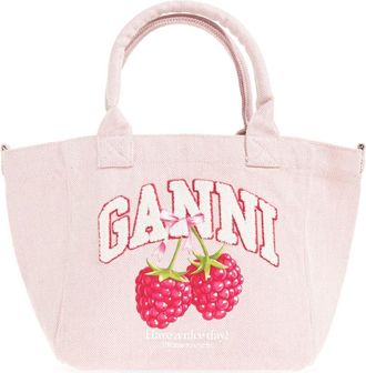 Ganni Shopper Logo Bag - Dames - Handtassen - Roze - ONE Size - Satijn - Tassen