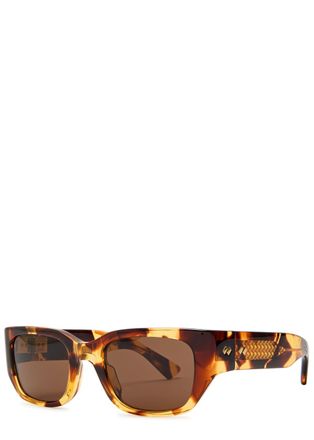 Bottega Veneta Tortoiseshell Rectangle-frame Sunglasses - Brown Havana - One Size