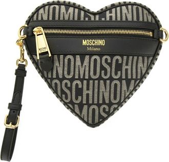 Moschino Hart Logo Lurex Tas - Dames - Clutches - Zwart - ONE Size - Tassen