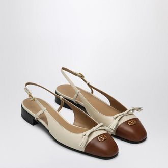 Valentino Garavani Valet Du Roi Slingback Ballerina Flats In Butter/Tobacco