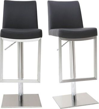 Miliboo Miliboo - Set De 2 Taburetes De Cocina Regulables Negros Con Acero Cromado Kyle