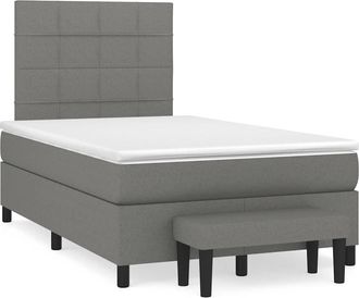 vidaXL Cama Box Spring Con Colch&oacute;n Tela Gris Oscuro 120x190 Cm Vidaxl
