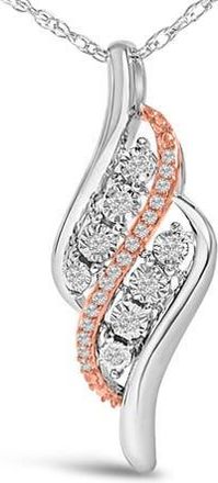 House of Brilliance 14k Rose Gold Plated Sterling Silver 1/10 Cttw Diamond Swirl Pendant Necklace in White Gold Over Silver at Nordstrom