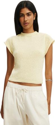 Cotton On Womens Textured Shortsleeve Knit Top in Vanilla Glow at Nordstrom, Size Xx-Small