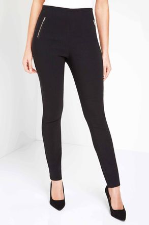 Roman Elastic Waist Zip Detail Stretch Trousers