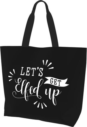 AOOEDM LetS Get Elfed Up Flag Ladies Canvas Tote Reusable Shopping Bag