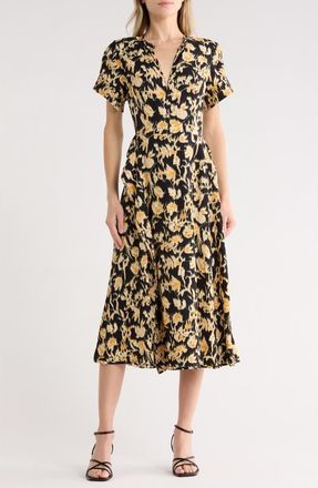 Ulla Johnson Nadya Short Sleeve Midi Dress in Tourmaline at Nordstrom Rack, Size 00