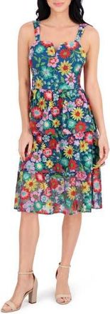 Kensie Embroidered Mesh Tiered Dress in Blue Multi at Nordstrom Rack, Size 16