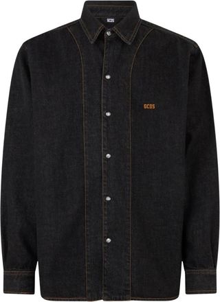 GCDS Gcds, Overhemden, Heren, Zwart, S, Denim, Wirdo Denim Shirt