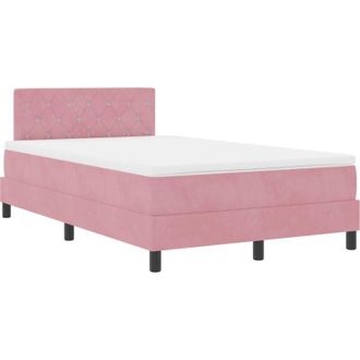 vidaXL vidaXL Box Spring Bed with Mattress & LED Pink 120x190 cm Velvet