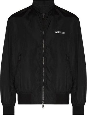 Valentino Garavani Black Nylon Bomber Jacket Size M