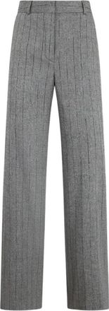 Brooks Brothers Rechte Pinstripe Wolbroek - Dames - Straight fit broeken - Grijs - 3XS - Wol - Broeken