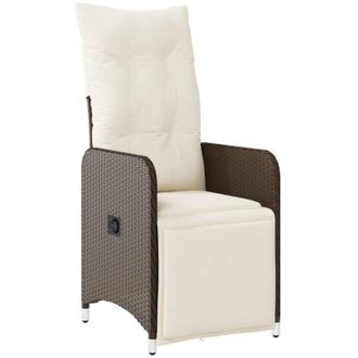 vidaXL Sill&oacute;n Reclinable De Jard&iacute;n Con Cojines Rat&aacute;n Sint&eacute;tico Marr&oacute;n Vidaxl
