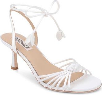Badgley Mischka Yelena Ankle Wrap Sandal in White Satin at Nordstrom, Size 9.5