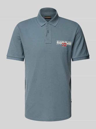 Napapijri Slim Fit Poloshirt mit Label-Print Modell AYLMER in Eisblau, Gr&ouml;&szlig;e XXL