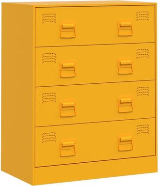 vidaXL Vidaxl - Aparador de acero amarillo mostaza 67x39x83 cm