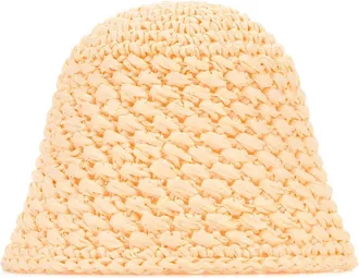 Agnona CROCHET Crochet Straw Bucket Hat - Beige