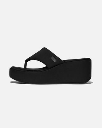 FitFlop Fitflop PlatFForms Womens Wedge Toe-Post Sandals - Black - Size UK 7