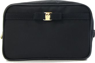 Ferragamo Black Nylon Leather Pouch (Pre-Owned)