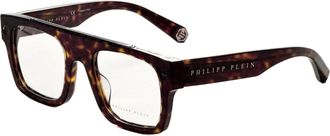 Philipp Plein Philipp Plein Mens 52 mm Shiny Dark Havana Eyeglasses