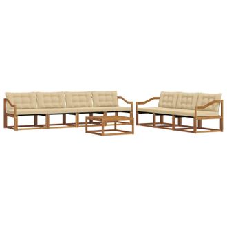 vidaXL Conjunto De Sof&aacute;s De Exterior Con Coj&iacute;n 8 Pcs Natural Y Beige Vidaxl