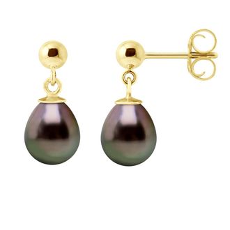 Ateliers Saint Germain Womens Earrings Real Cultured Tahiti Pearls Pear 8-9 mm - Gold - One Size