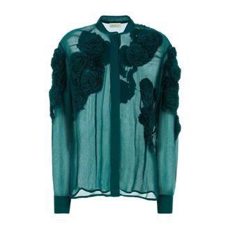 Dries Van Noten Chowsa Emb Shirt - female - Dries Van Noten - Shirts - Green - L - Blouses & Shirts