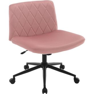 Woltu Sedia da Ufficio in Velluto Sedia da Scrivania Girevole Altezza Regolabile Senza Braccioli per Casa, Rosa