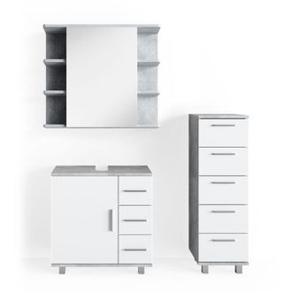 Vicco Conjunto De Muebles De Ba&ntilde;o Ilias, Hormig&oacute;n, 3 Piezas