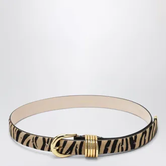 D&eacute;hanche Hollyhock belt in zebra-print and crocodile-effect leather