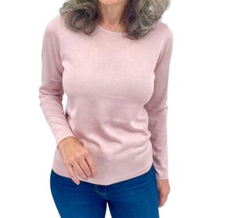 Kinross Cashmere Long Sleeve Crew Sweater In Ballet