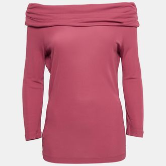 Moschino Moschino Cheap and Chic Pink Stretch Knit Off Shoulder Top L