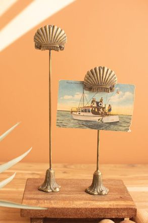 Kalalou Set Of Two Metal Note Clips - Shell