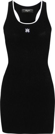 Amiri Contrasting-trim Ribbed-knit Minidress