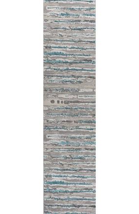 Jonathan Y Designs Batten Modern Stripe Area Rug in Gray/turquoise at Nordstrom, Size 2Ft 0In X 8Ft 0In