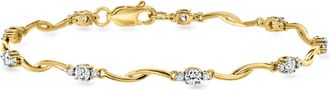 Ross-Simons Lab-Grown Diamond Twisted-Link Bracelet in 18kt Gold Over Sterling