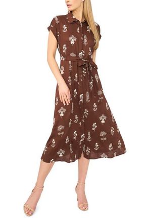 Ted Baker Brandi Tie Waist Midi Dress in Bitter Chocolate at Nordstrom, Size X-Large