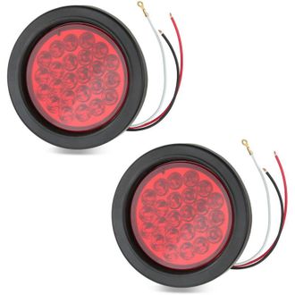OEM Luz Trasera Redonda De 4 Pulgadas Para Remolque, De Alto Brillo, Roja, 24 Led, Luz De Freno Impermeable, Apta Para Camiones Pesados, Barcos Y Furgonet
