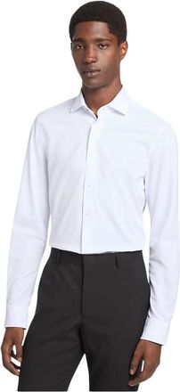 Michael Kors Slim-Fit Tech Knit Shirt - Heren - Zakelijke Overhemden - Wit - XL - Katoen - Overhemden