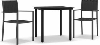 vidaXL Juego De Comedor Para Jard&iacute;n 3 Piezas Negro Vidaxl