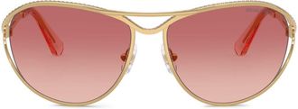 Swarovski round-frame sunglasses - women - Metal - 59 - Gold