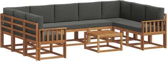 vidaXL Conjunto De Sof&aacute;s De Exterior 10 Uds. Natural Y Antracita Vidaxl