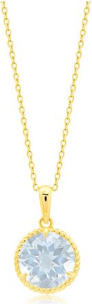 MAX + STONE 14k Yellow or White Gold Roped Halo 6mm Round Gemstone Pendant Necklace