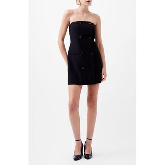 French Connection Azra Double Breasted Strapless Twill Minidress in 01-Black at Nordstrom Rack, Size 2
