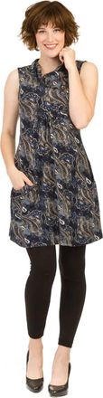 Papillon Paisley Smocked Detail Dress With Pockets In Blue