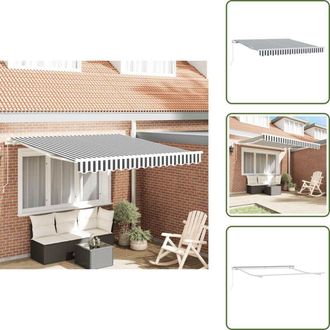 vidaXL Tenda da patio - vidaXL Tenda da Sole Retrattile Manuale Antracite e Bianco 300x250 cm - Tenda da balcone