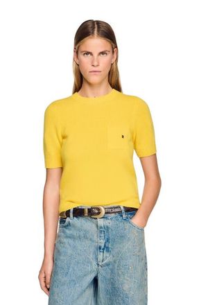 Sandro Short-sleeve sweater in Gold Yellow at Nordstrom, Size X-Large