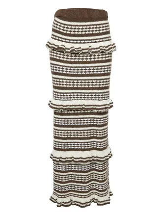 Tularosa Kaely striped ruffle maxi skirt - women - Cotton/Nylon - M - Brown