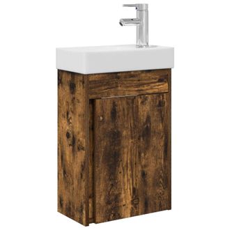 vidaXL M&oacute;dulo De Ba&ntilde;o Con Grifer&iacute;a Roble Ahumado 40,5 X 22,5 X 62 Cm Vidaxl